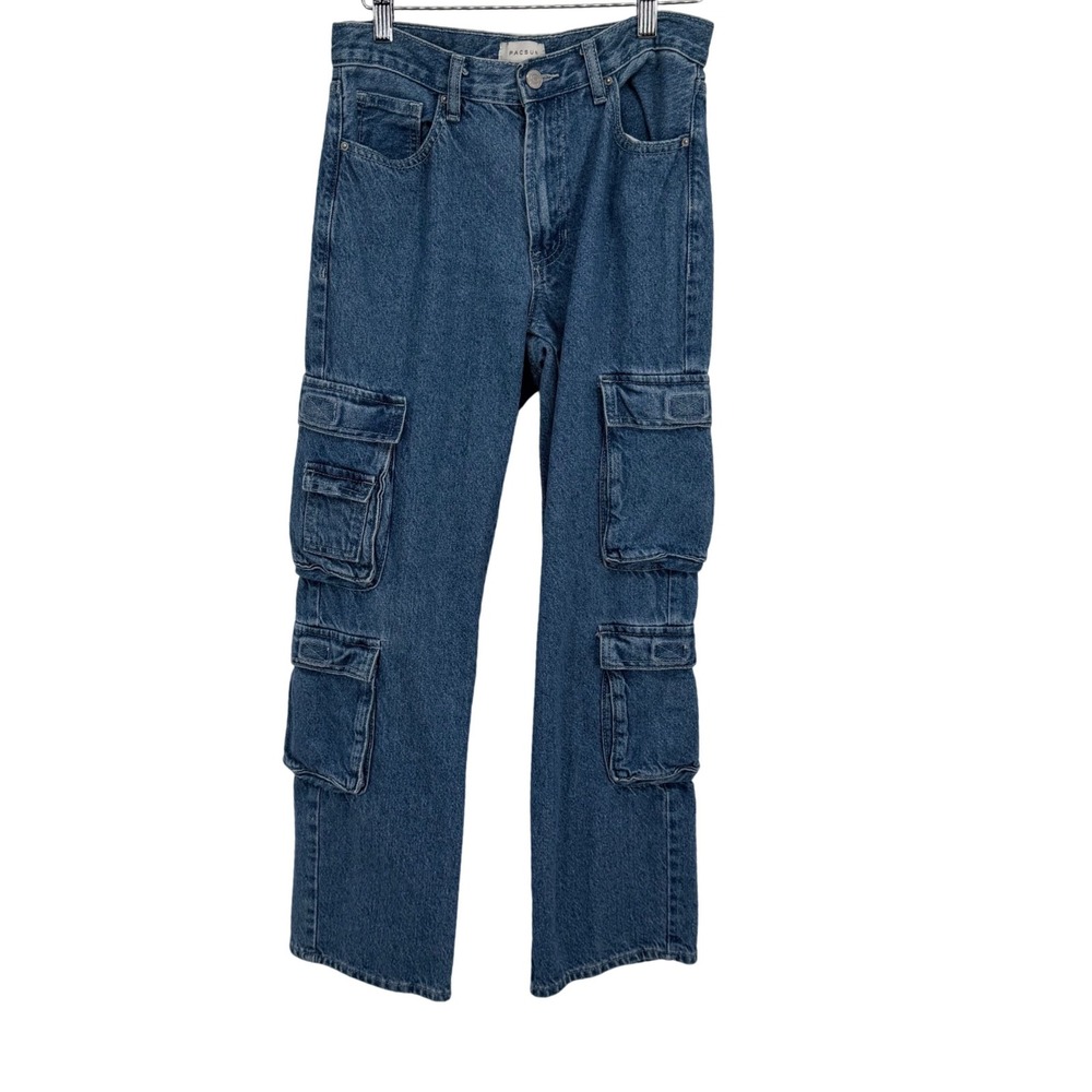 PacSun 90s Straight Cargo Jeans‎ Womens 26 Blue Denim High Waisted Utility Pants